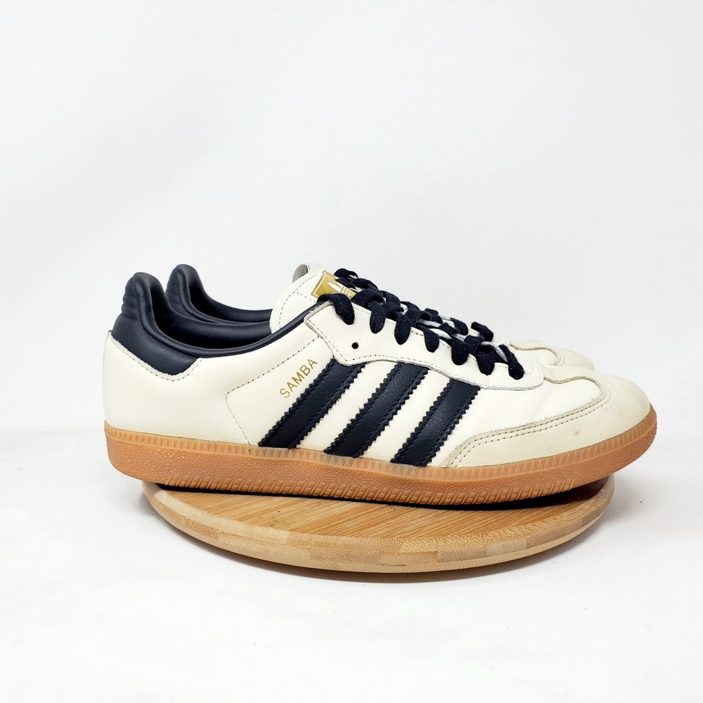 adidas Samba Shoes Womens 8 Cream Black Gum Lace Up Soccer Sneaker